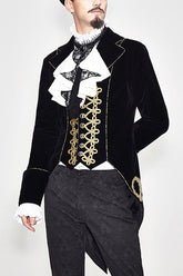 Manteau gothique pour hommes brodé à la main avec des fleurs de disque doré